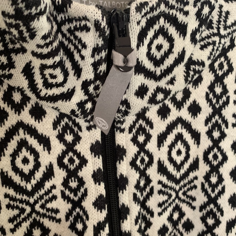 Talbots Off-White And Black Patterned Quarter Zip… - image 3